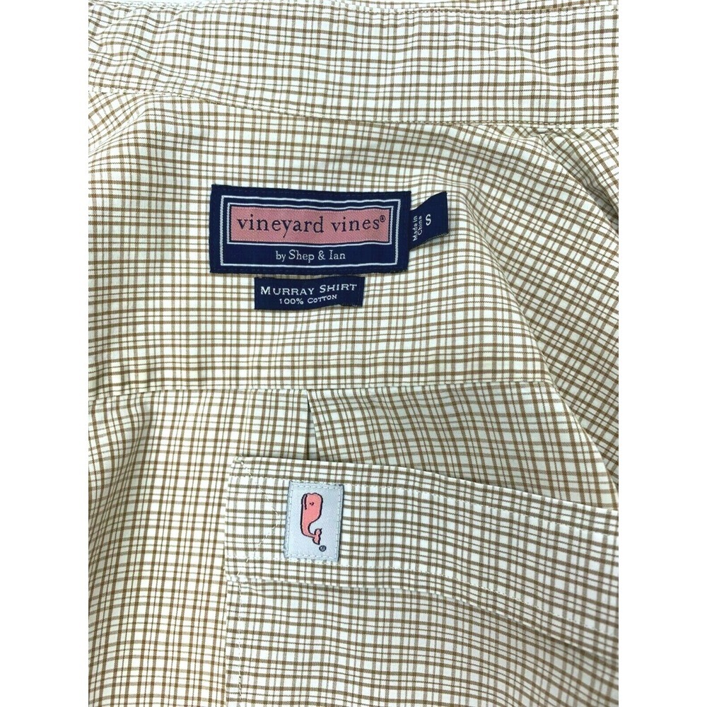 Vineyard Vines Dress Shirt Mens Plaid‎ Green Button Down Small MURRAY Whale Sz S